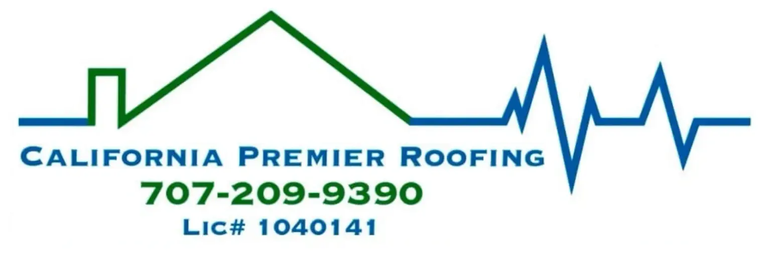 A logo for premier roofing