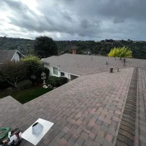 A roof that has been covered with shingles.