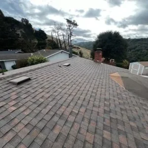 A roof that has been covered with shingles.