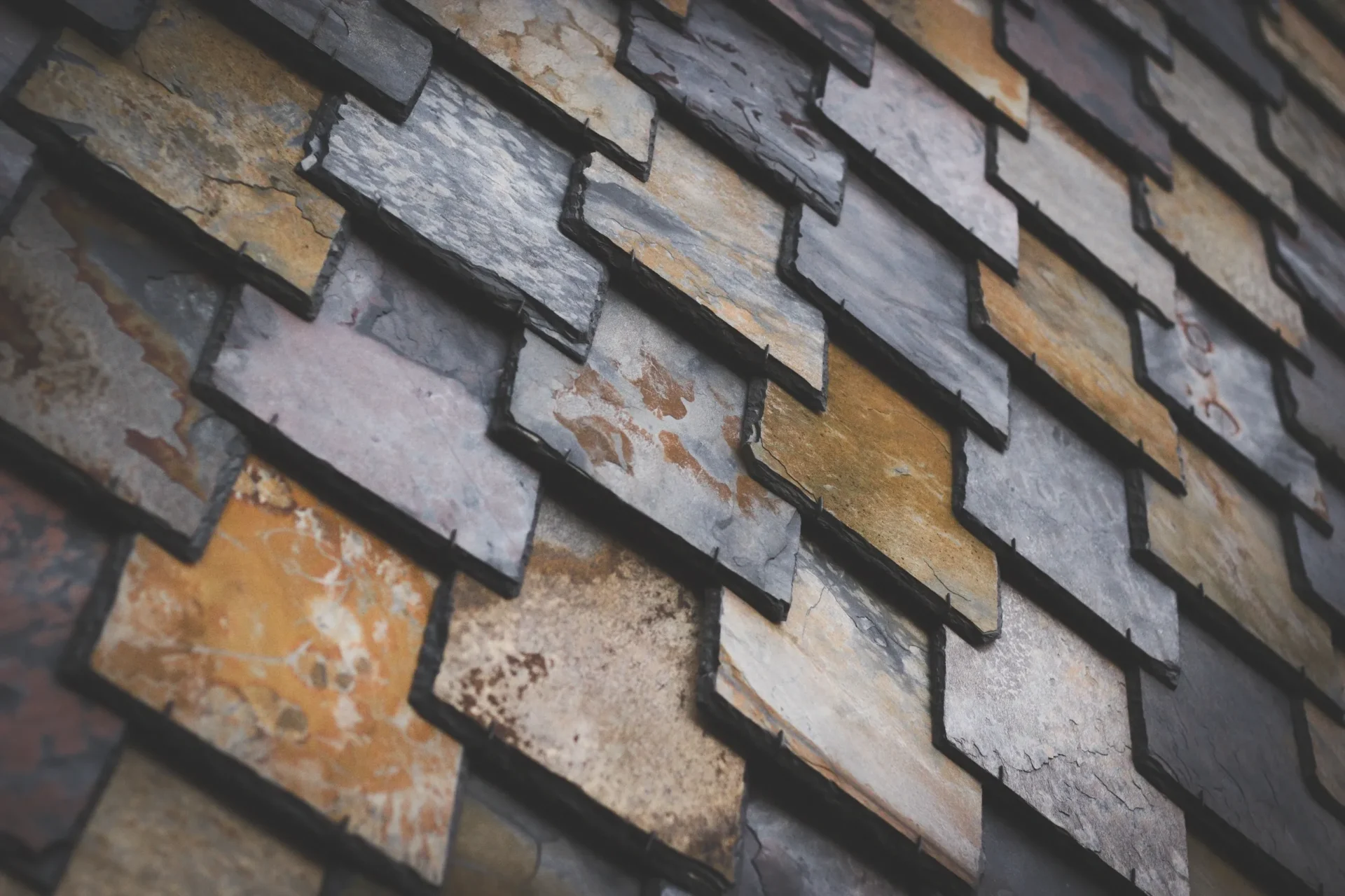 A close up of the roof tiles on a building